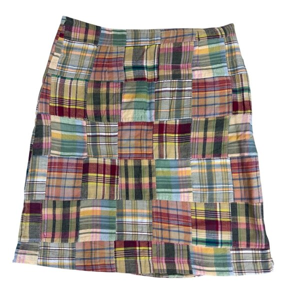 Castaway Nantucket Ali Womens Skirt Sz 0 Patchwork Madras Cotton Petite Classy - Picture 1 of 9